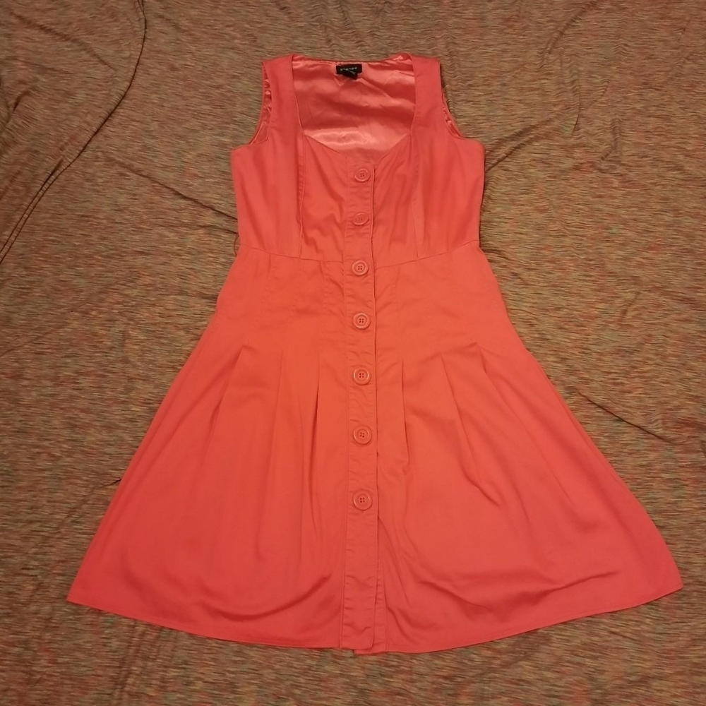 Spense Coral Button-Front Midi Dress